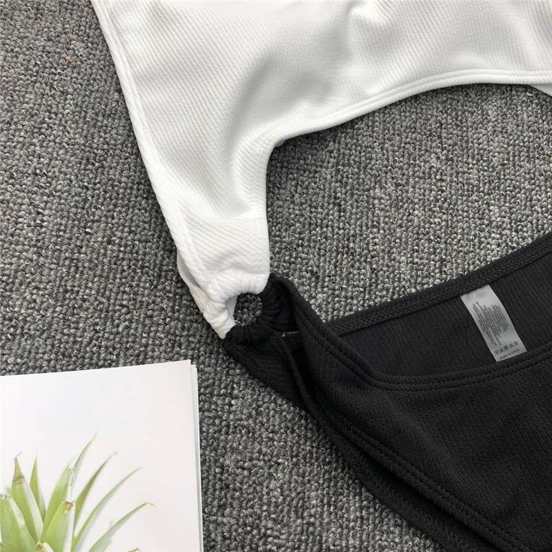 Black & White Sexy High Waist One Piece Swimwear Monokini