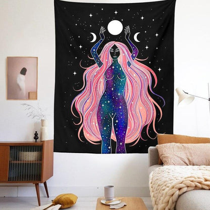 Indian Moon Phase Girl Mandala Tapestry Wall Hanging Boho Decor Macrame Hippie Witchcraft Tapestry Wall Decoration Cloth