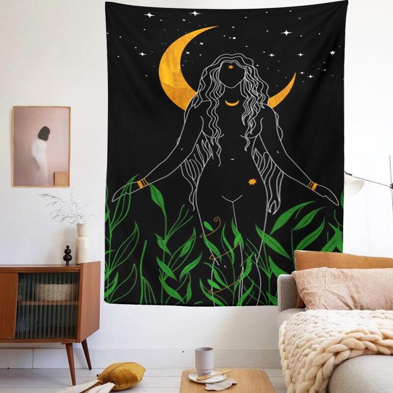 Indian Moon Phase Girl Mandala Tapestry Wall Hanging Boho Decor Macrame Hippie Witchcraft Tapestry Wall Decoration Cloth