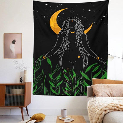 Indian Moon Phase Girl Mandala Tapestry Wall Hanging Boho Decor Macrame Hippie Witchcraft Tapestry Wall Decoration Cloth