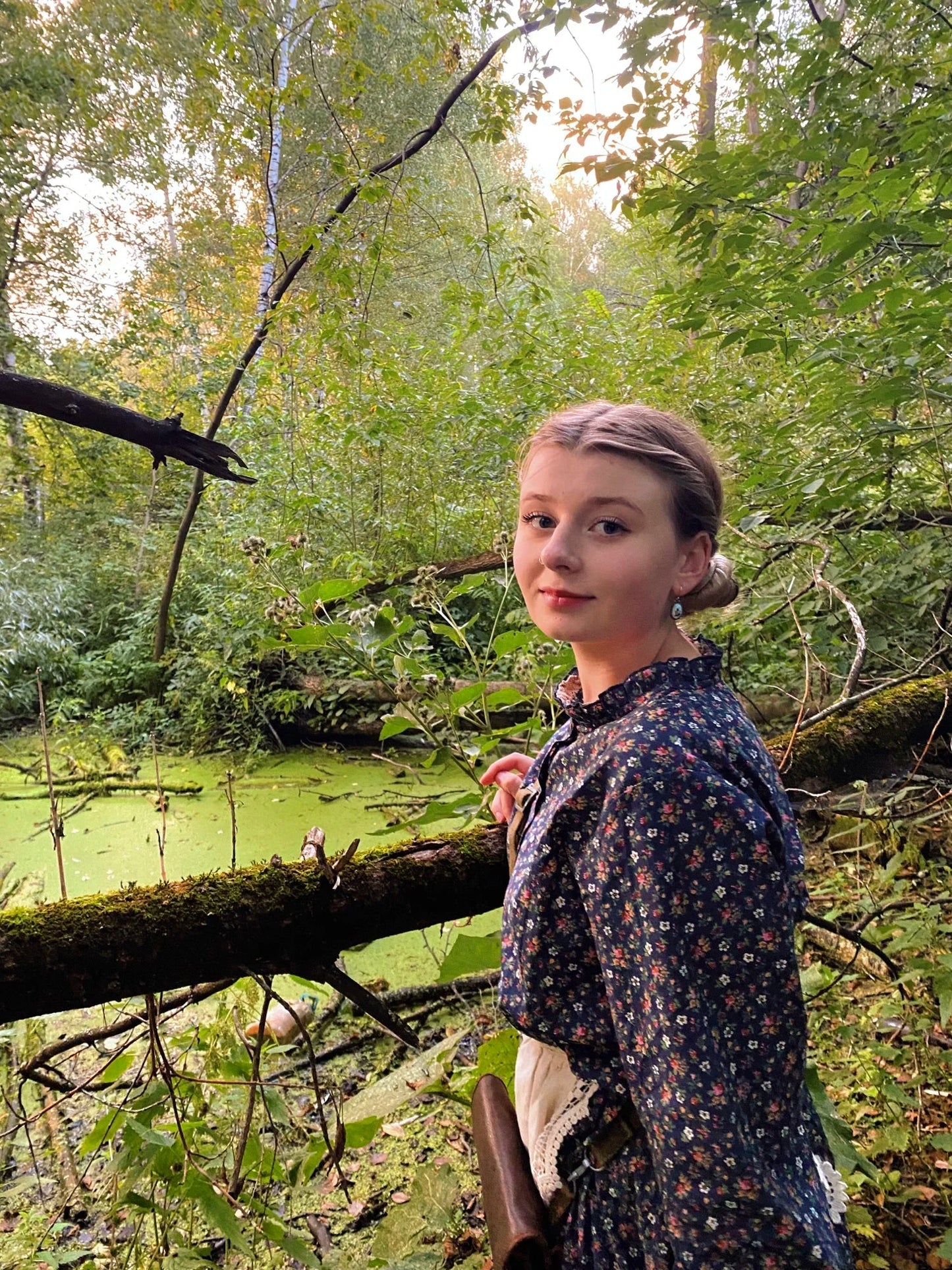 Japanese Mori Girl Art Print Dress Pretty Cotton Linen Spring Women New Floral Dress Loose Long-Sleeved Dress Midi Dress