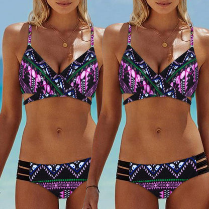 Red Fashion Women Bohemia Push-Up Padded Bra Beach Bikini