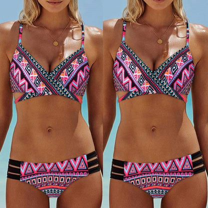Red Fashion Women Bohemia Push-Up Padded Bra Beach Bikini