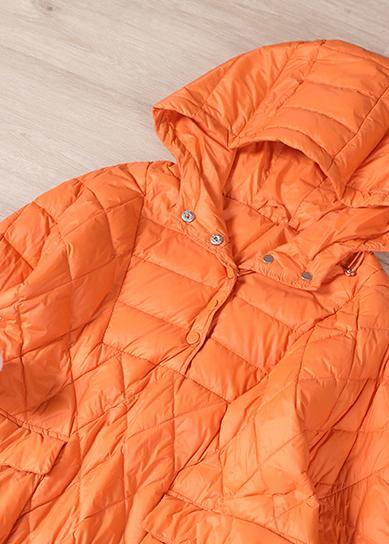 Literary Orange Plus Size Hooded Pullover Short Puffers Jackets(Free Shipping + Limited Stock)