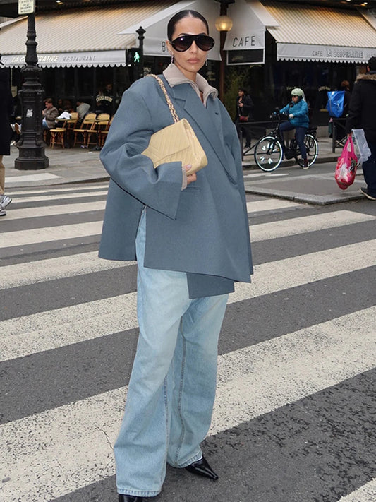 Loose Covered Button Women Outerwears Casual Solid High Street Jackets Top Turn-Down Collar Fashion Cardigan Coats Female Jacket