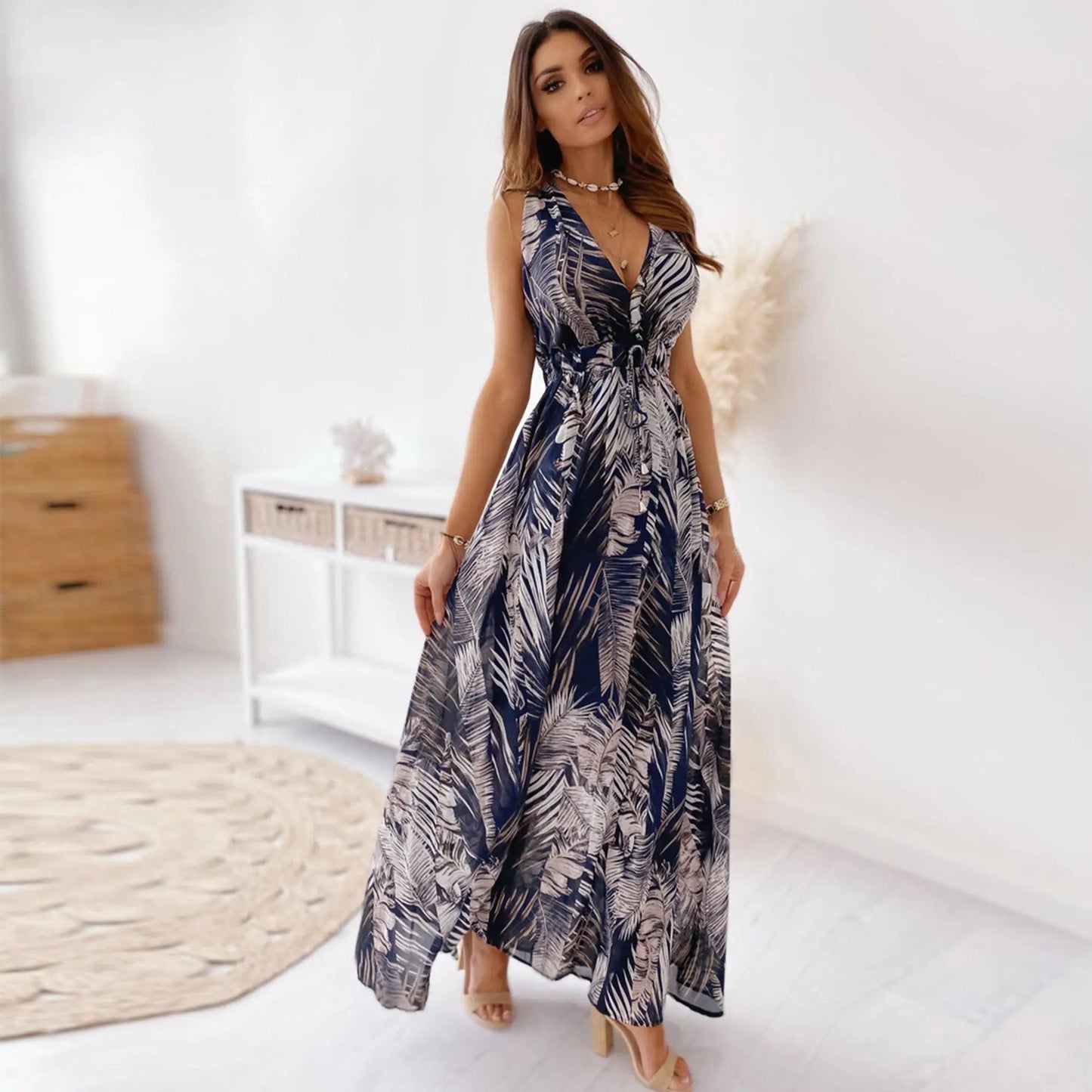 M Xl Floral Summer Dress For Women Clothing 2024 Bohemian Loose Beach Sundress Midi Skirt Female Holiday Maxi Dress Vestido Robe