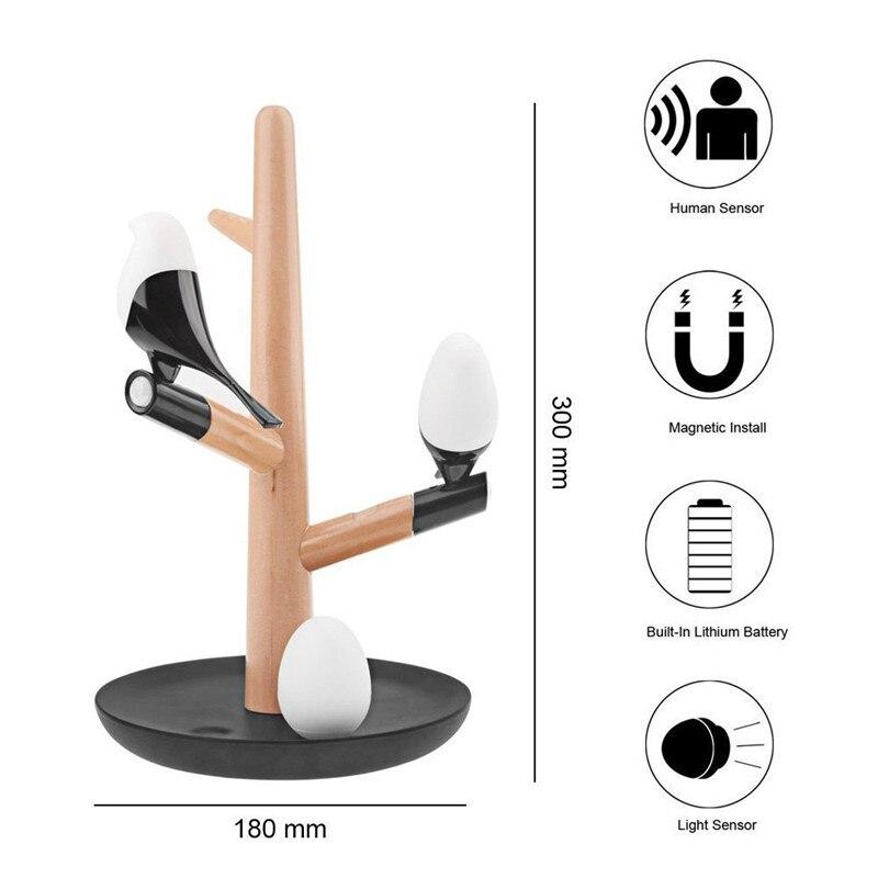 Magpie Bird Usb Charger Night Light Intelligent Vibration Induction Led Desk Lamp Small Eggs Led Light Home Decor Lamp Gifts