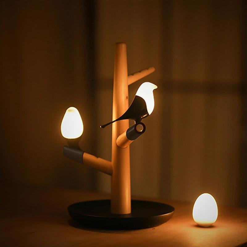 Magpie Bird Usb Charger Night Light Intelligent Vibration Induction Led Desk Lamp Small Eggs Led Light Home Decor Lamp Gifts