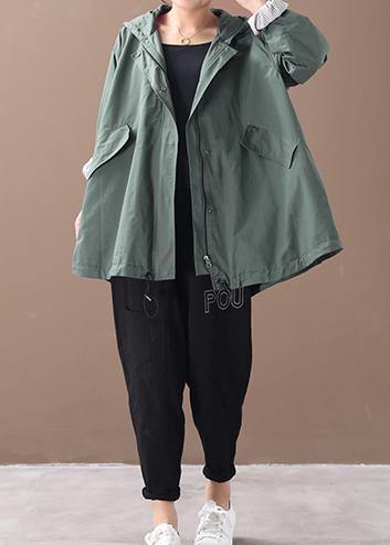 Modern hooded baggy Plus Size clothes For Women green silhouette winter outwear