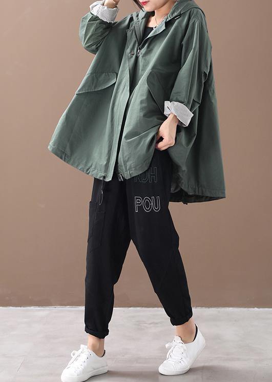 Modern hooded baggy Plus Size clothes For Women green silhouette winter outwear