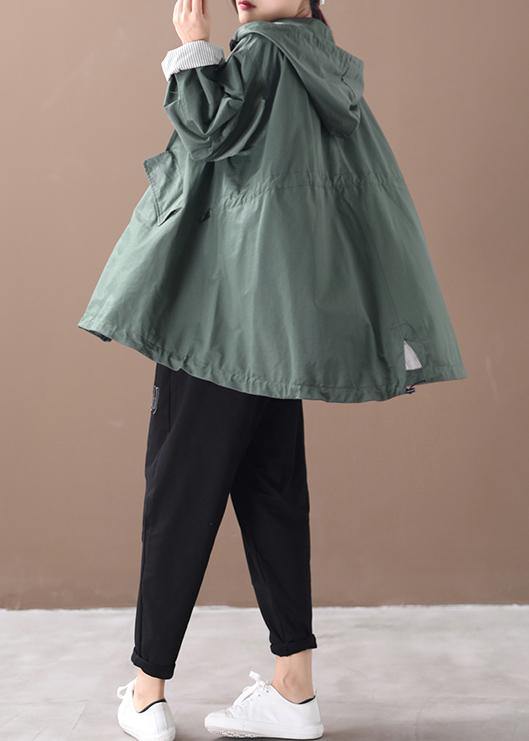 Modern hooded baggy Plus Size clothes For Women green silhouette winter outwear