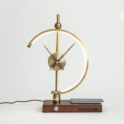 Creative Clock Lamp Modern Simple Bedroom Bedside Light Luxury Decoration Mobile Phone Intelligent Wireless Charging And Storage Lamp