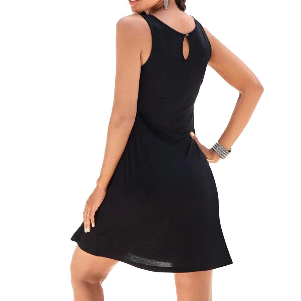 New Women Print Sleeveless Hollow-Out Round Neck Dress