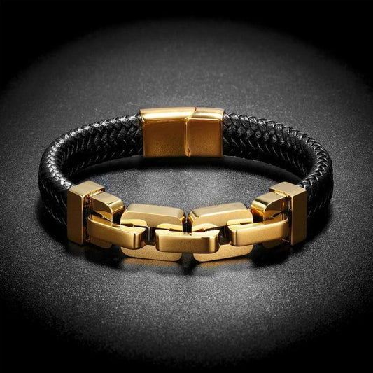 North Royal Leather Stainless Steel Charm Bracelet