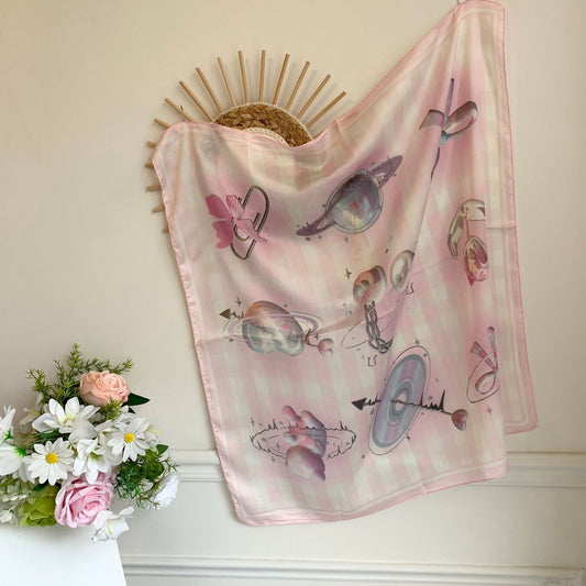 Retro Star Colorful Print Square Scarf
