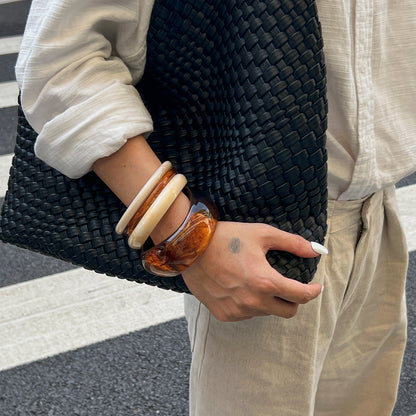 New Ombre Resin Geometric Coffee Wide Bracelet