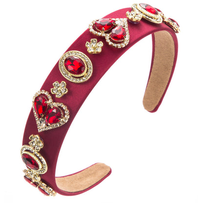 Baroque Glass Heart Headband Trendy Elegant Hair Accessory