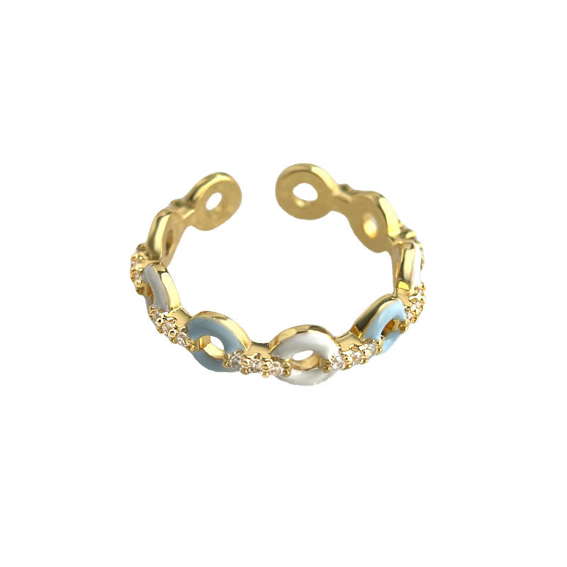 Gold Plated Zircon Inlaid Geometric Open Ring