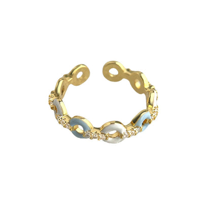 Gold Plated Zircon Inlaid Geometric Open Ring