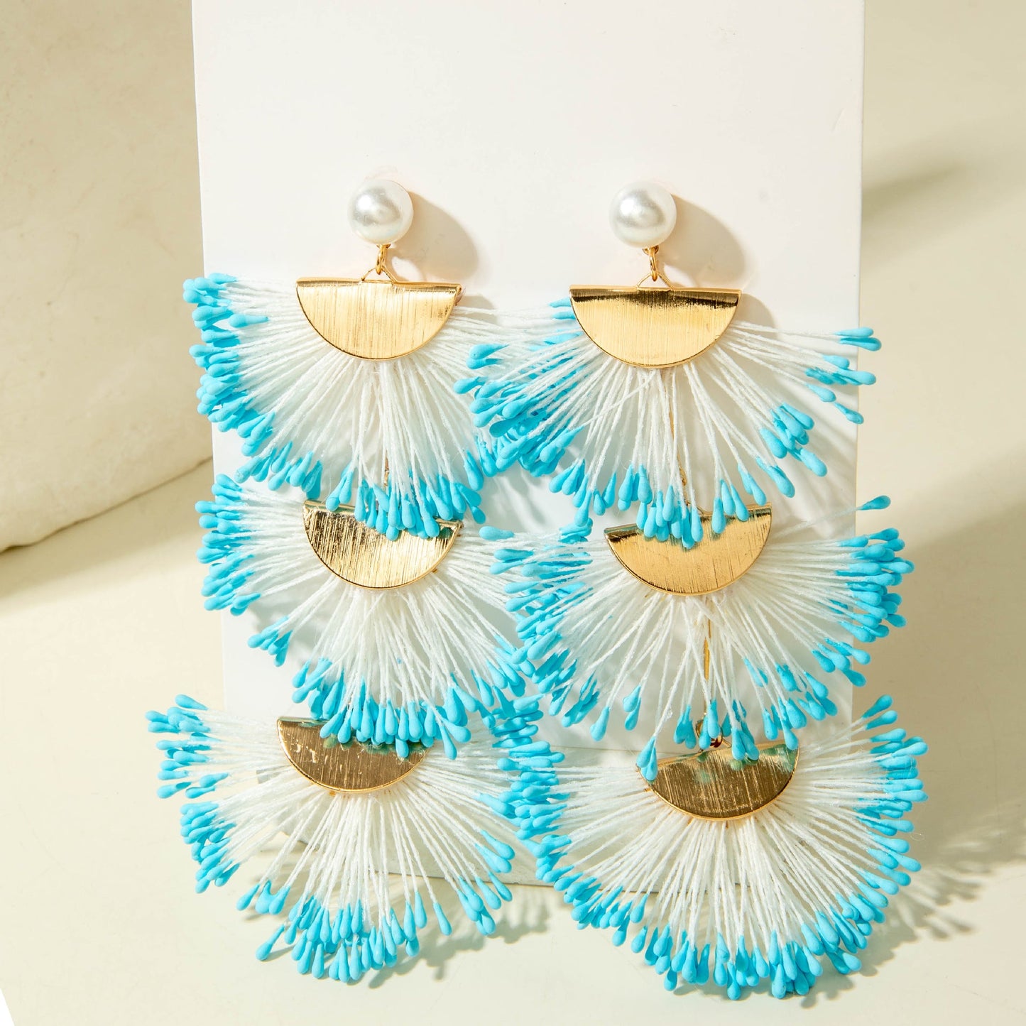 Handmade Woven Raffia Vacation Earrings Floral Design