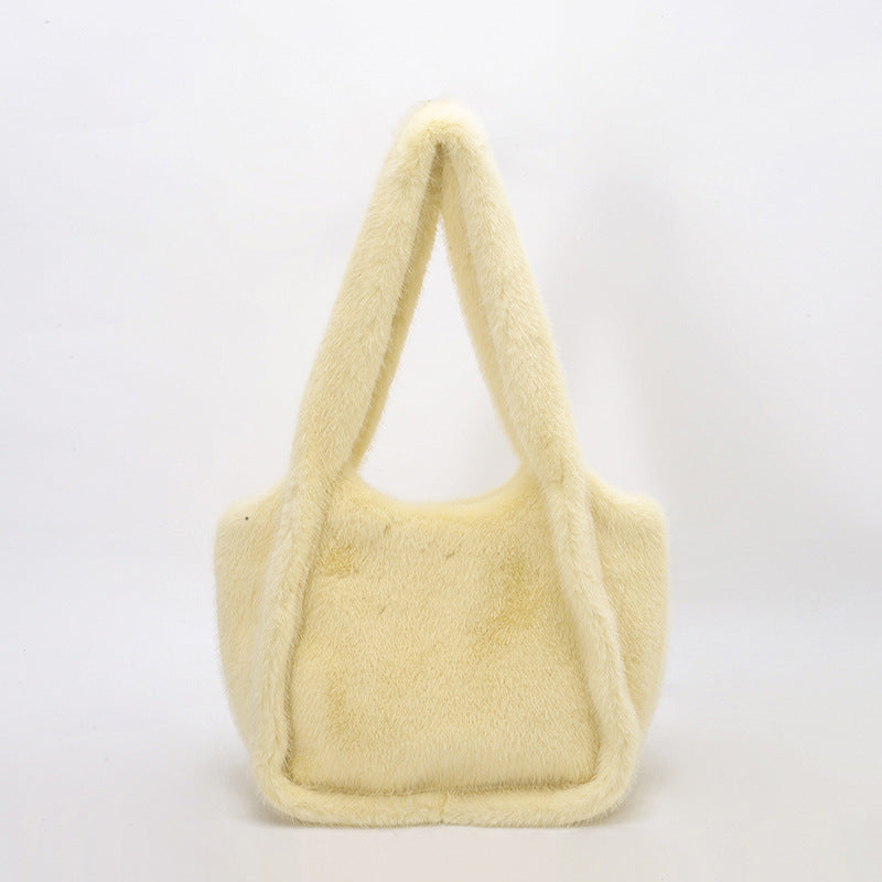 Retro Leopard Print Furry Tote Shoulder Bag