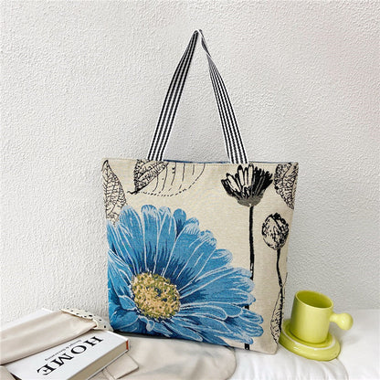 Ethnic Vintage Embroidered Canvas Tote Bag for Women