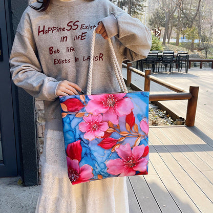 Fashionable Reversible Beach Tote Bag Canvas with Cotton Rope