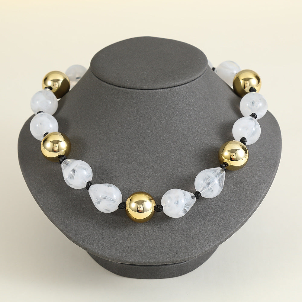 Bold Punk Color Block Necklace - Handmade Acrylic Bead Statement Jewelry