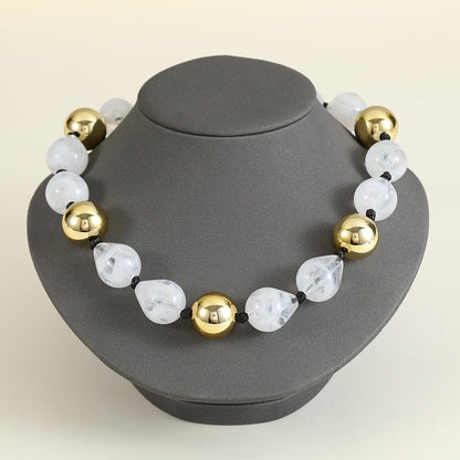 Bold Punk Color Block Necklace - Handmade Acrylic Bead Statement Jewelry