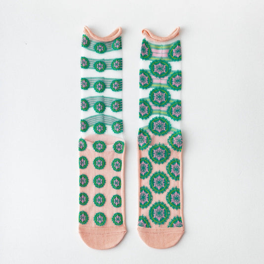 Rufia - Asymmetrical Pattern Sheer Socks