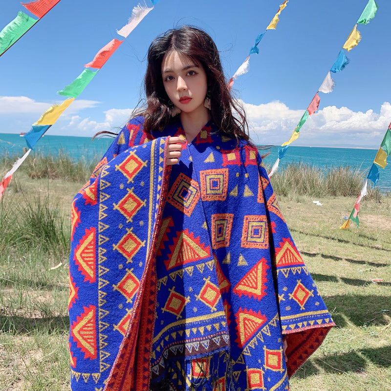 Ethnic Tibetan Shawl Cloak Warm Scarf