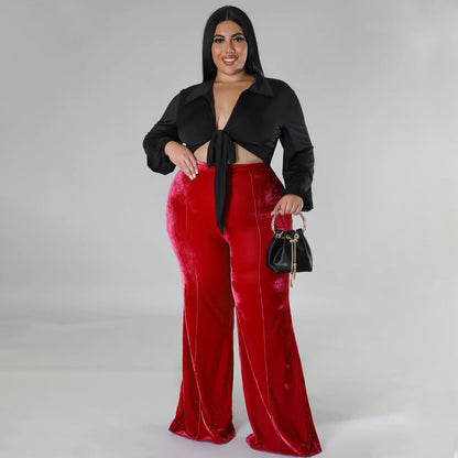 High Waist Flared Pants Trendy Street Style
