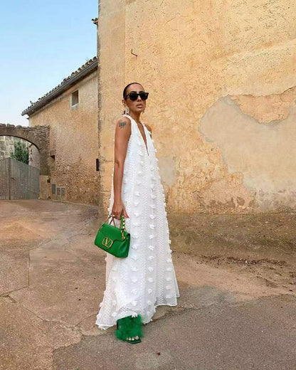 V-Neck Swing Streamer Dress