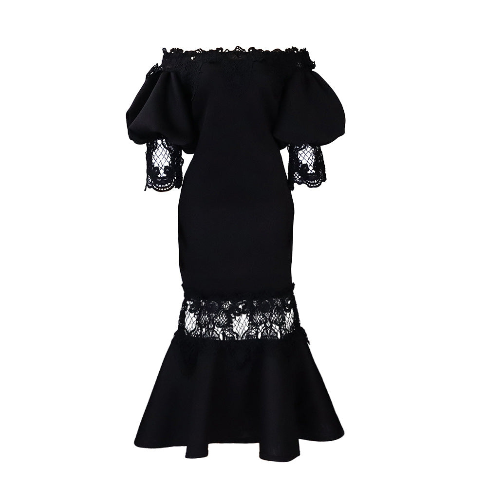 Off-Shoulder Lace Mermaid Dress For Evening Parties