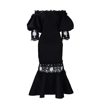 Off-Shoulder Lace Mermaid Dress For Evening Parties