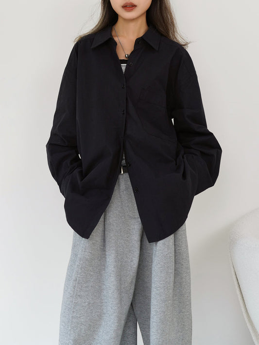 Premium Cotton Black Long Sleeve Button-Up Shirt