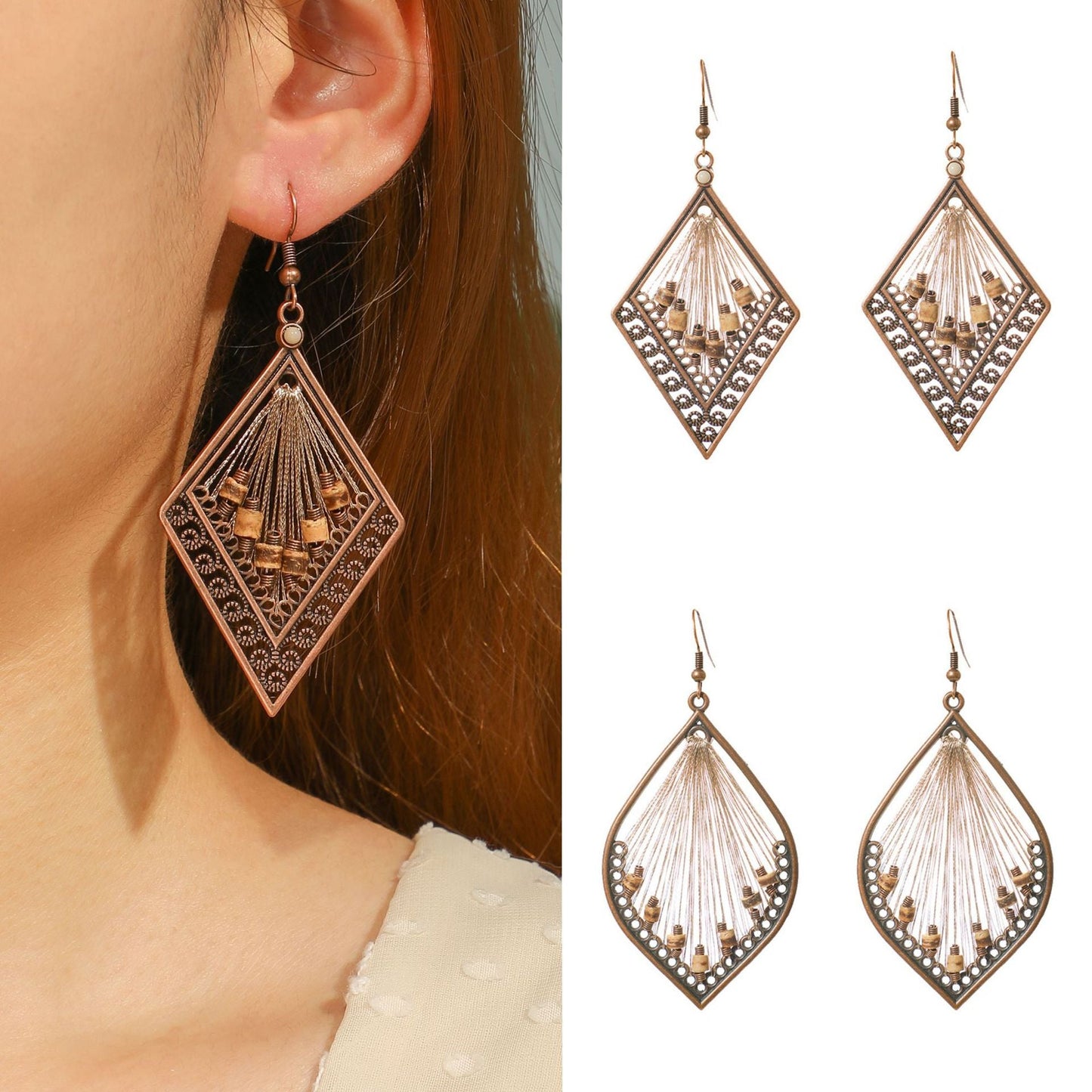 Vintage Water Drop Earrings Handmade Alloy Fashion Jewelry