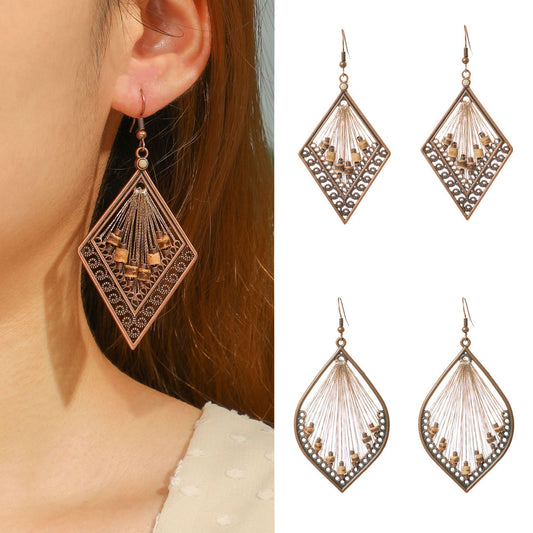 Vintage Water Drop Earrings Handmade Alloy Fashion Jewelry