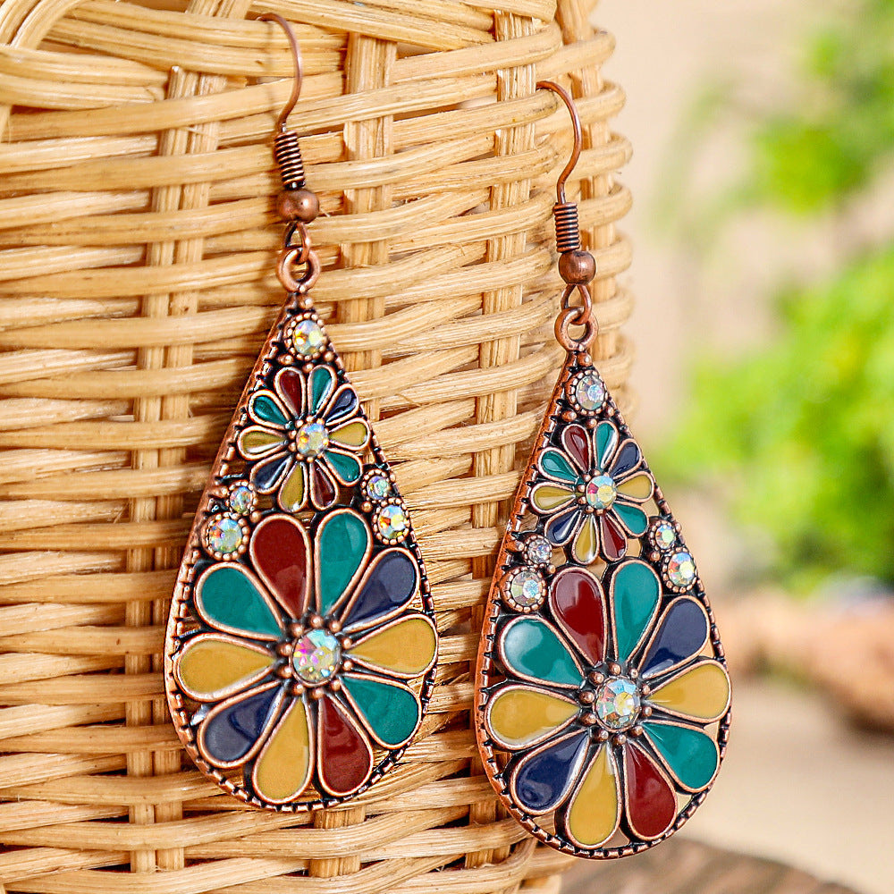 Colorful Alloy Drop Earrings Bohemian Style Fashionable Accessories