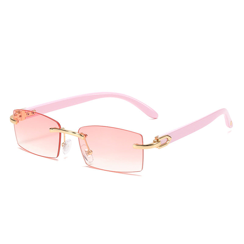 Trendy Unframed Square Sunglasses Jelly Color UV400 Protection