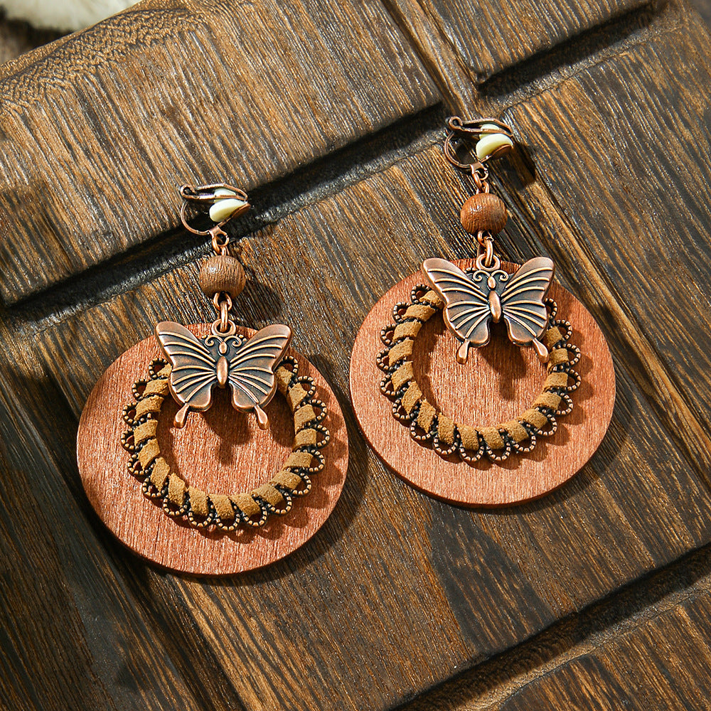 Brown Butterfly Earrings Bohemian Style Minimalist Design
