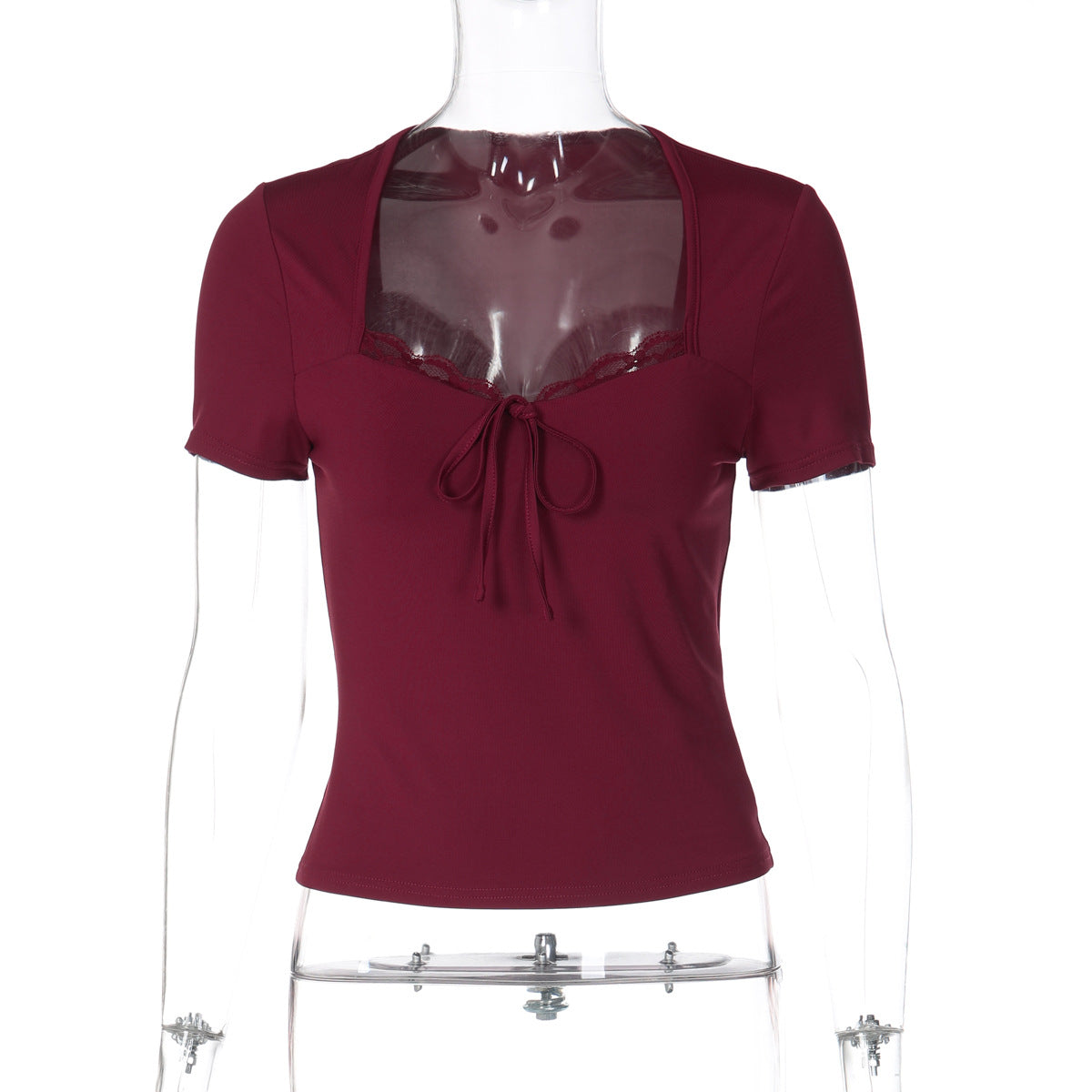 Trendy Lace Up Slim Fit T-Shirt for Women