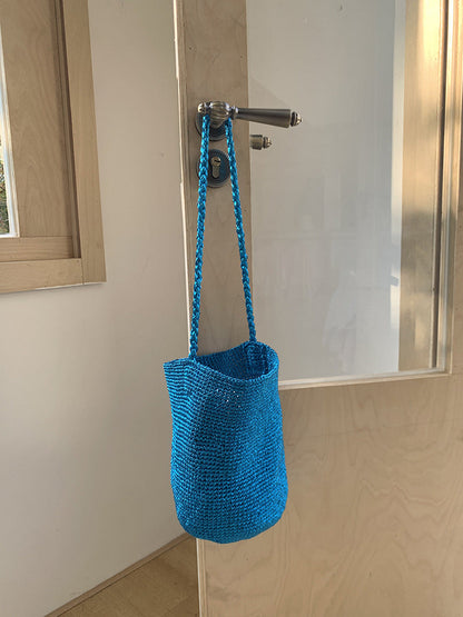 Trendy Metallic Bucket Bag Woven Shoulder Bag for Daily Use