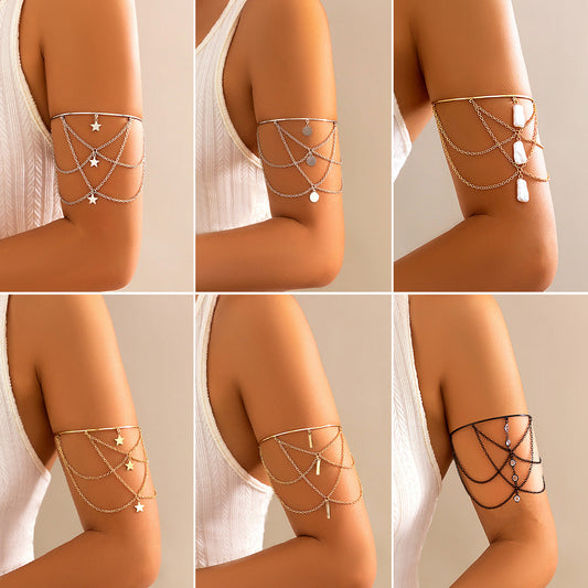 Punk Tassel Hang Chain Arm Cuff