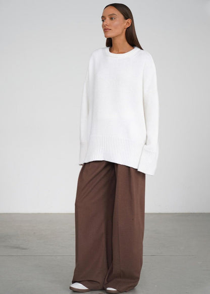 Oversized Knit Sweater Soft Gray Minimalist
