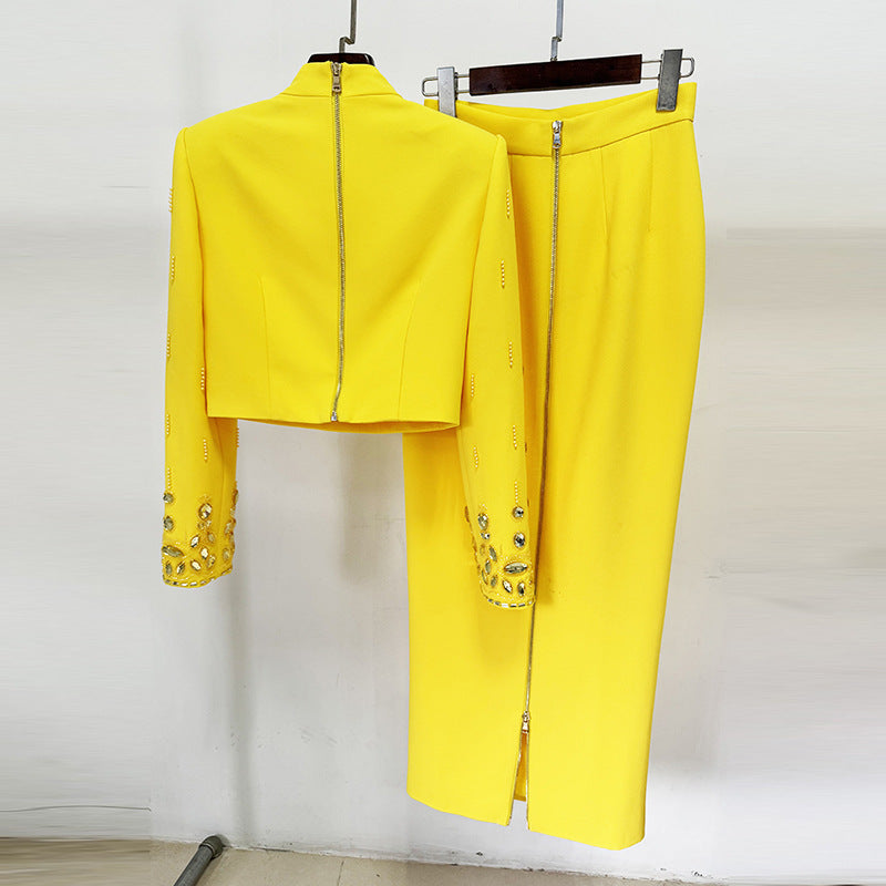 Beaded Short Top Long Skirt Set