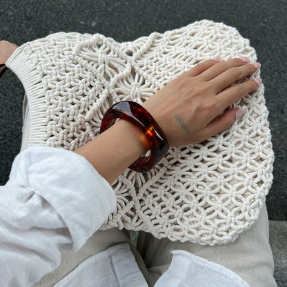 Geometric Gradient Resin Polygon Bracelet Trendy Metal Bangle