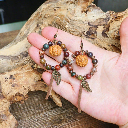 Bohemian Tassel Earrings Handmade with Dried Fruits