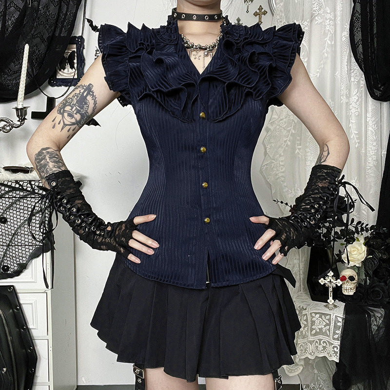 V-Neck Sleeveless Shirt Stylish Casual Polyester Top
