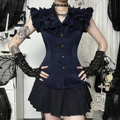 V-Neck Sleeveless Shirt Stylish Casual Polyester Top